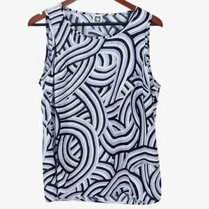 Anne Klein Top Office Purple Black Chic Versatile Packable Geometric